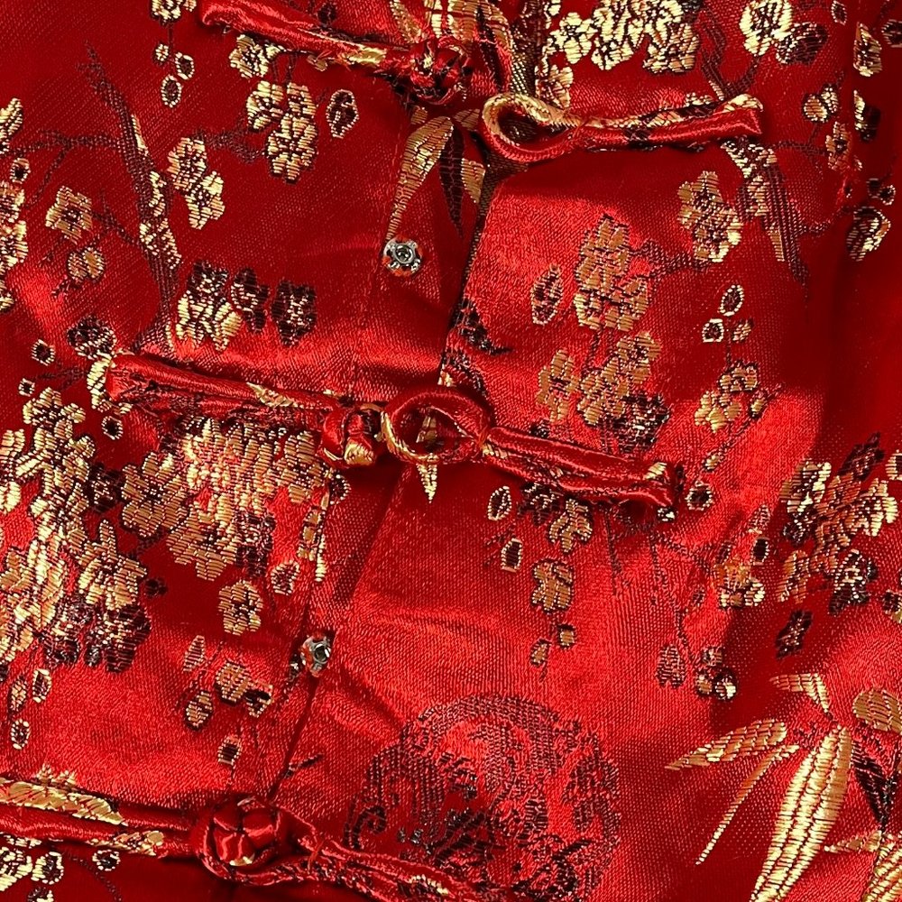 Women's Chinese/Asian/Oriental Top with Red & Gold Coloring & Detail, Size Large - Picture 5 of 5